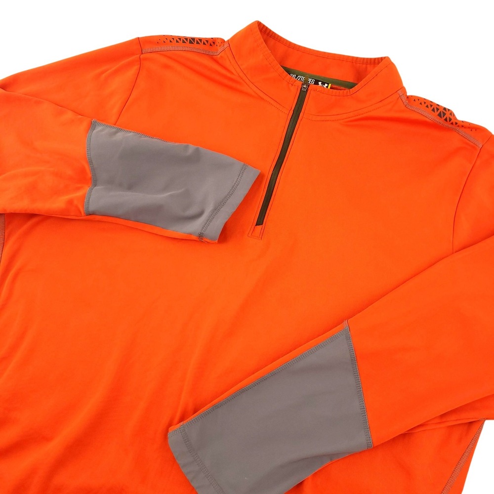 Under Armour ColdGear Pullover Mens 2XL Orange 1/4 Zip Long Sleeve Thermal Top